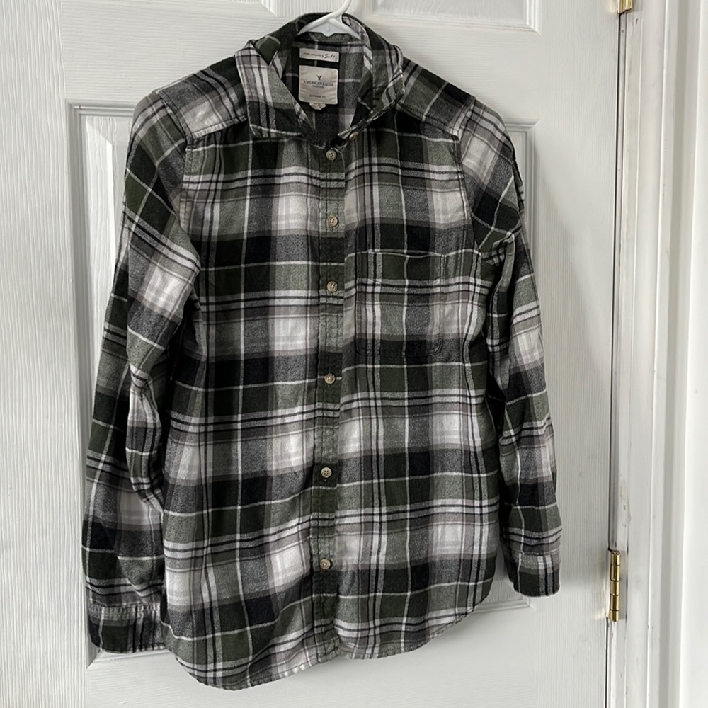 AE Green and White Flannel